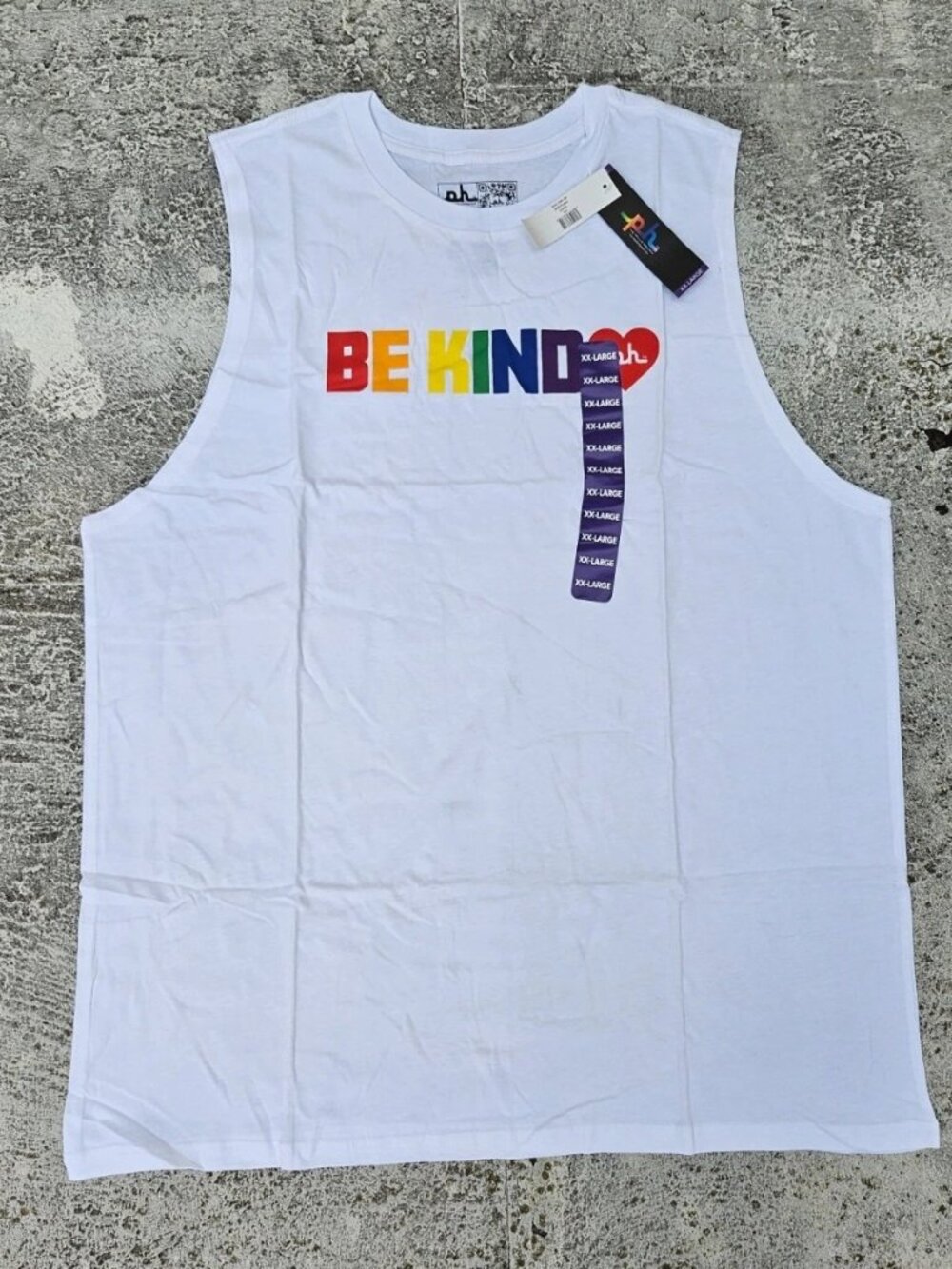 BE KIND Tee The Phluid Project Men Tank Top White Cotton Sleeveless Size XX NEW